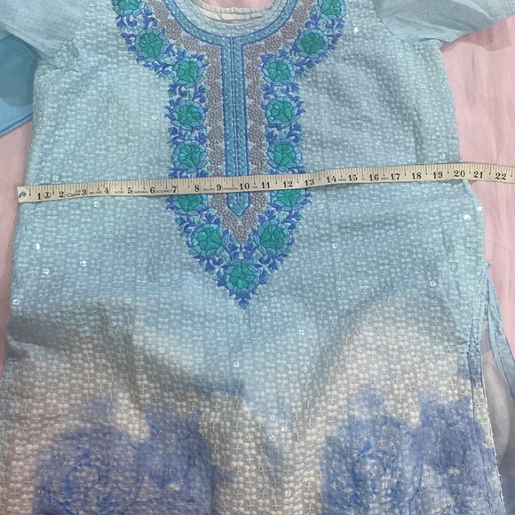 Fully sequins embroidered 3 piece stitched salwar kurta dupatta set - Picture 12 of 13